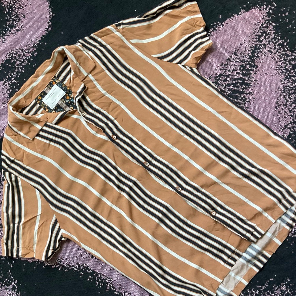 Fall Striped Button-Up Shirt